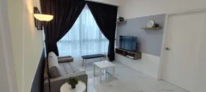 Furnished master bedroom at The Heights Residence Condominium