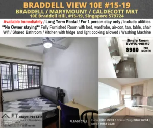 Room for rent/Braddell Hill/For 1 person/Available Immediately 5 Room for rent/Braddell Hill/For 1 person/Available Immediately