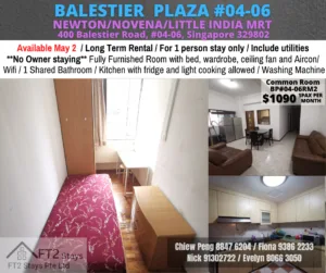 Room for rent/400 Balestier Road, Singapore 329802/Available IMay 2