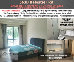 563B Balestier Road, Singapore 329879/For 1-3 person/Available Immediately