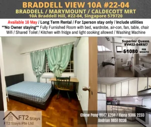 Room for rent/10A Braddell Hill, #22-04, Singapore 579720