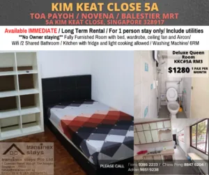 Common Room for Rent/5A Kim Keat Close, Singapore 328917