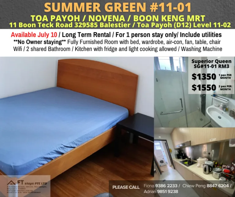 SUMMER GREEN #11-01 3 July 10 SG11 01RM3 1350 1 pax 1550 2 pax | RoomGrabs
