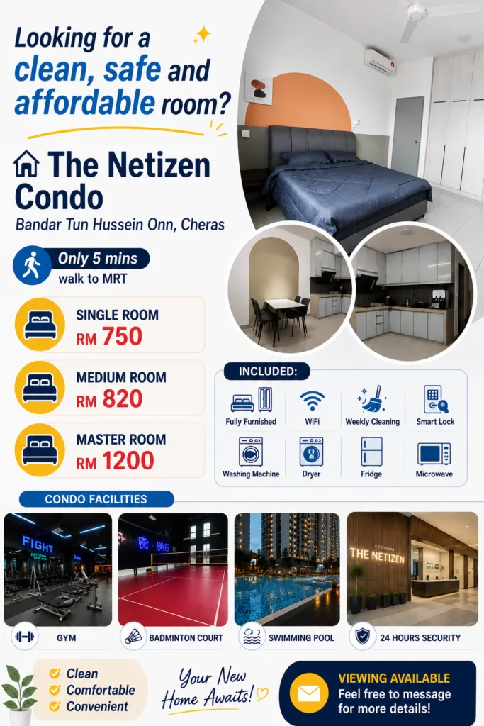 Female Single Room @ The Netizen BTHO Walking to MRT 1 ChatGPT Image Jul 18 2026 01 58 26 PM | RoomGrabs