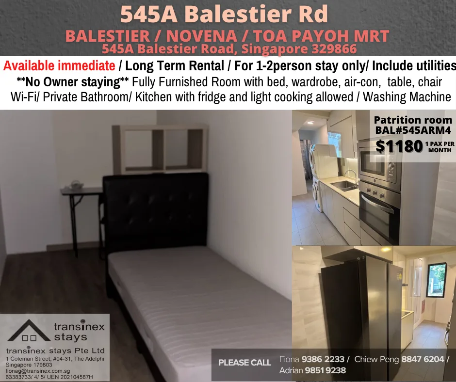 Room for rent / BALESTIER / NOVENA 1 IMMEDIATELY BAL545ARM4 1180 1 | RoomGrabs