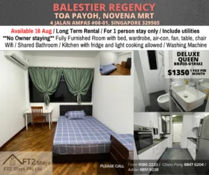 Deluxe Room for rent/Balestier/ Toa Payoh / Available Aug 16
