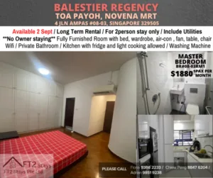 Room for rent /TOA PAYOH /Master room/ Available Sept 2
